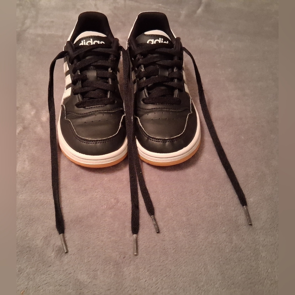Adidas Black and White Sneakers with Gum Sole